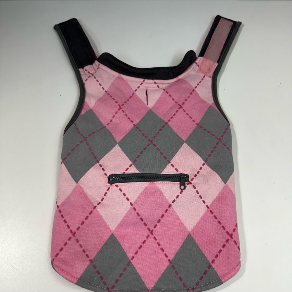 Boots & Barkley Pink & Gray Dog Jacket Fleece Lined Adjustable — MEDIUM — EUC